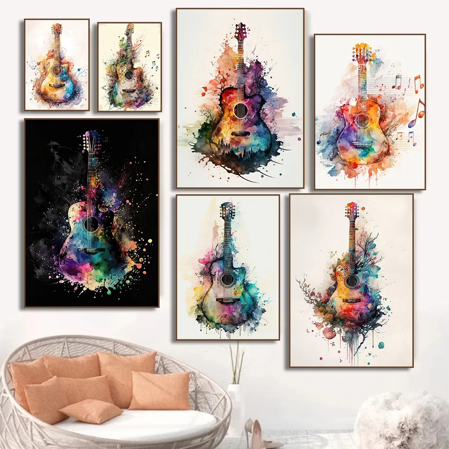 Picture Of Musical Instrument - (Tanpa Bingkai) Poster Seni Lukisan Kanvas
