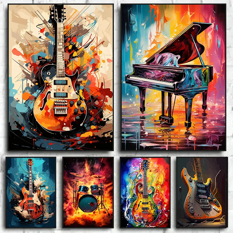 Picture Of Musical Instrument - Poster Gitar Alat Musik Seni Warna-warni